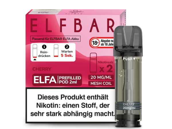 Elf Bar - Elfa Pod Cherry Candy 20mg/ml (2 Stück pro Packung)