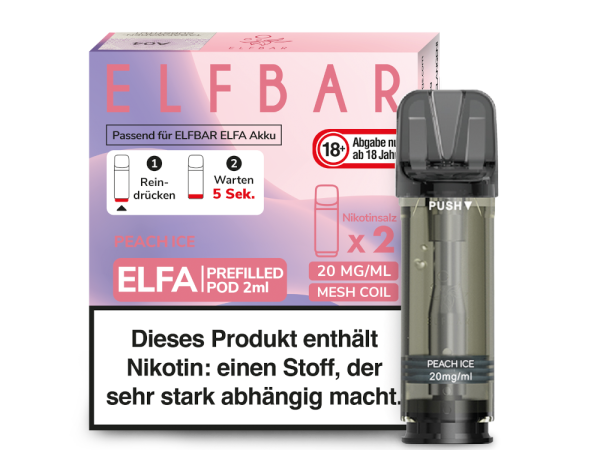 Elf Bar - Elfa Pod Juicy Peach 20mg/ml (2 Stück pro Packung)