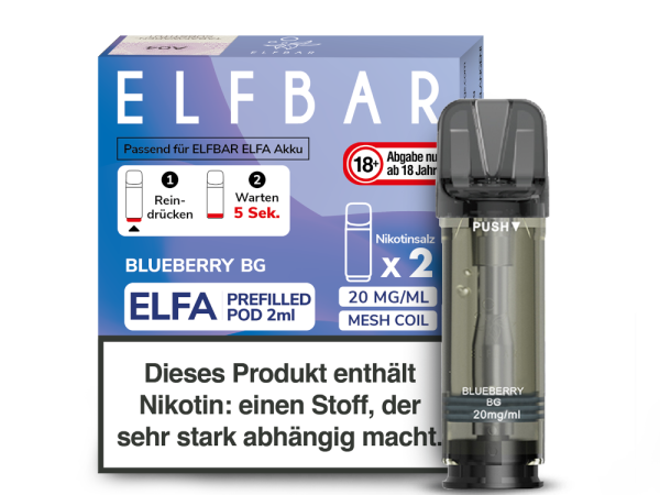 Elf Bar - Elfa Pod Blueberry BG  20mg/ml (2 Stück pro Packung)