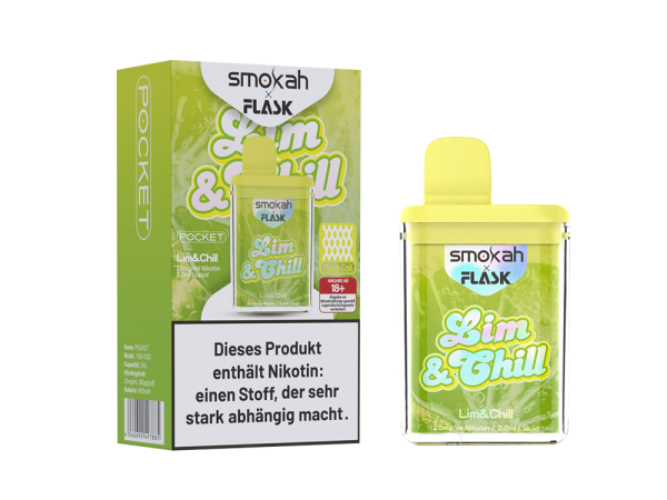 Smokah x Flask - Pocket Einweg E-Zigarette - Lim & Chill 20 mg/ml