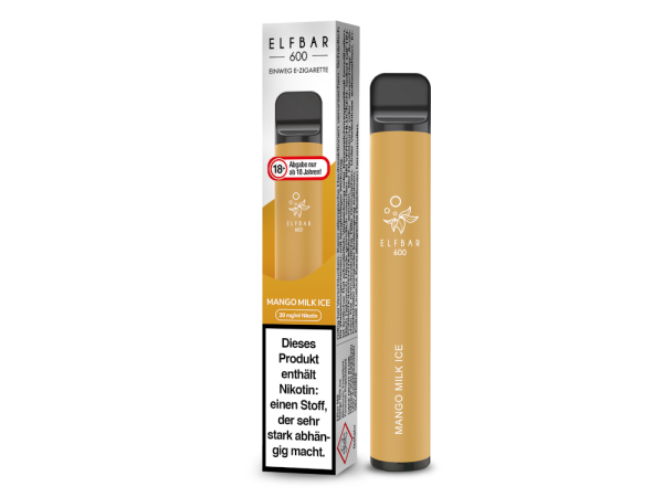 Elf Bar 600 Einweg E-Zigarette - Mango Milk Ice 20 mg/ml 10er