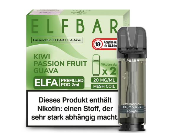 Elf Bar Elfa Pod Kiwi Passion Fruit Guava 20mg/ml (2 Stück)