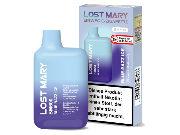 Lost Mary BM600 - Einweg E-Zigarette - Blue Razz Ice 20mg/ml